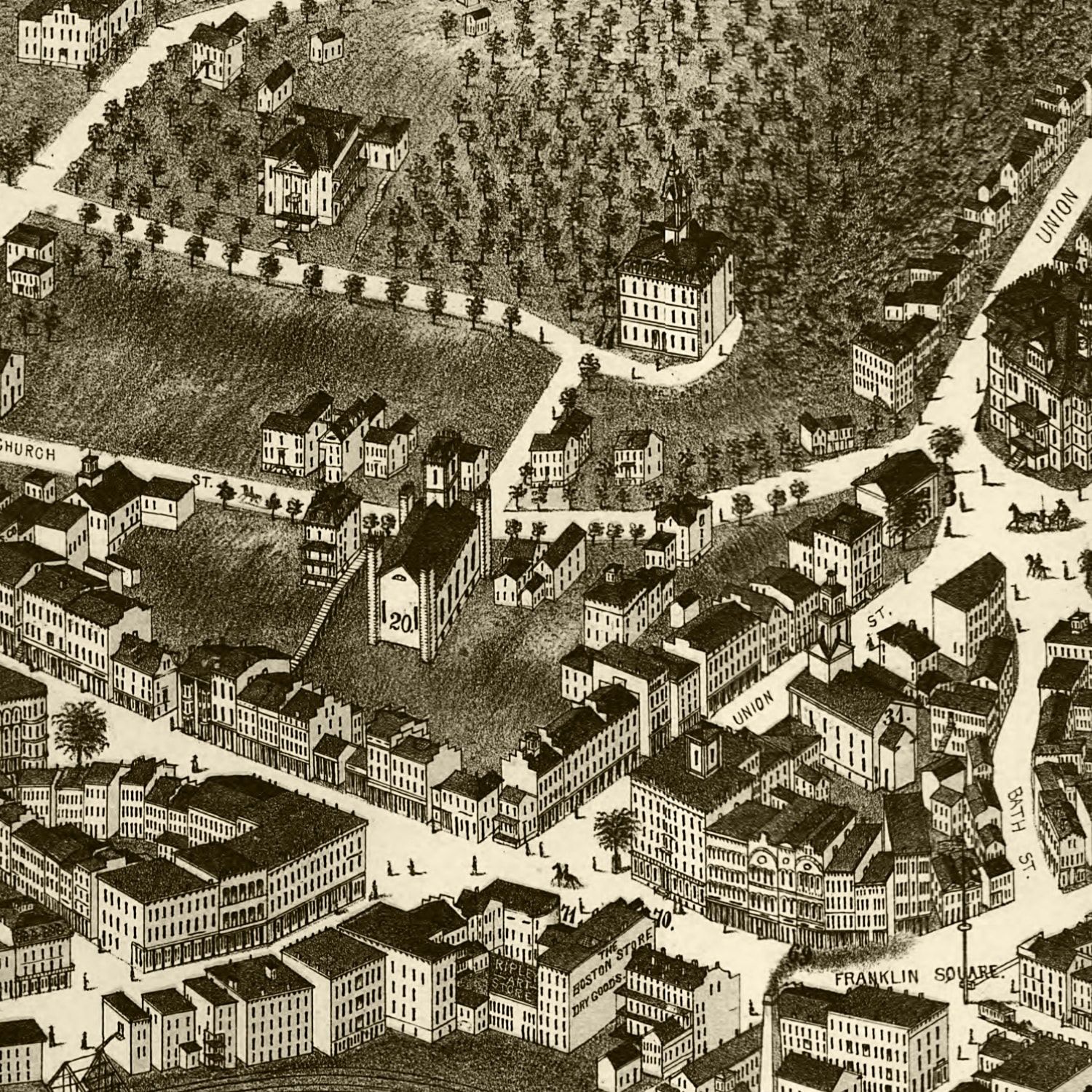 Vintage Map of Norwich, Connecticut 1876