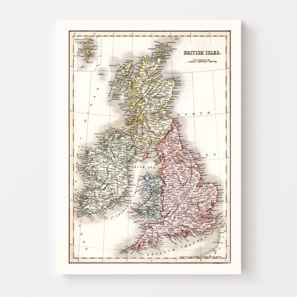 Vintage Map of British Isles 1832