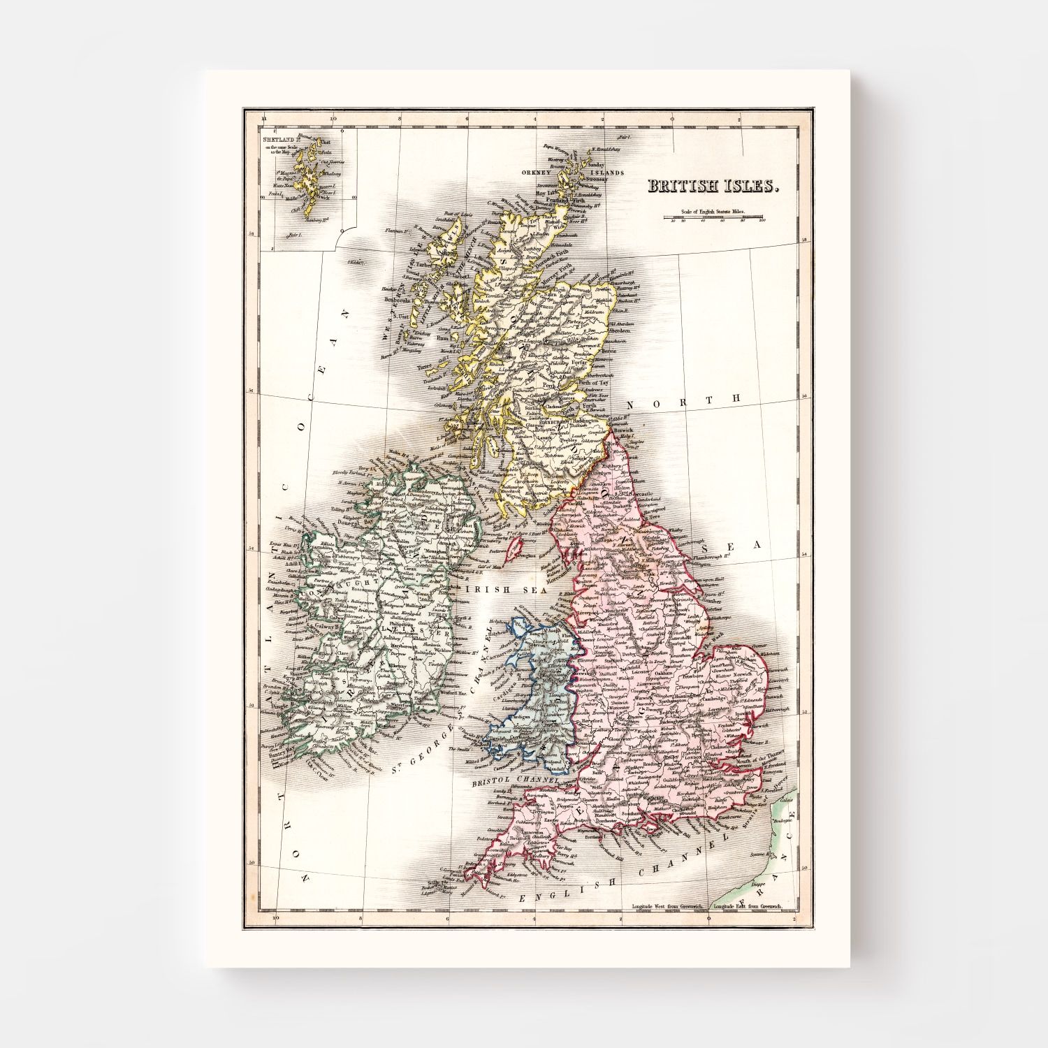 Vintage Map of British Isles 1832