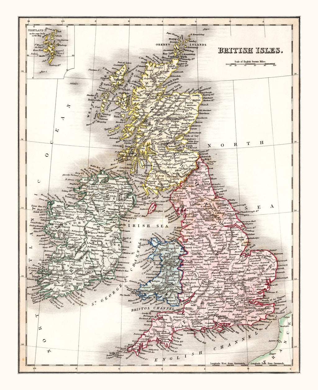 Vintage Map of British Isles 1832