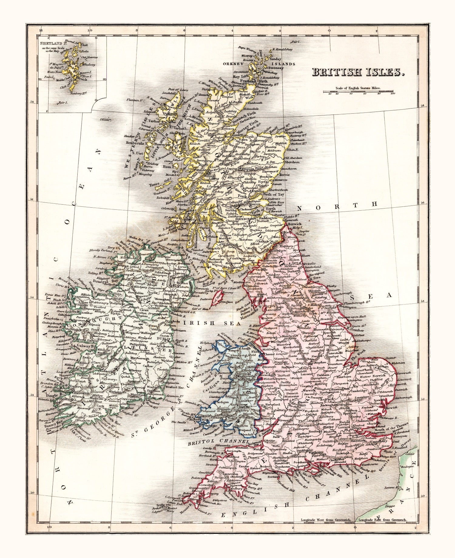 Vintage Map of British Isles 1832