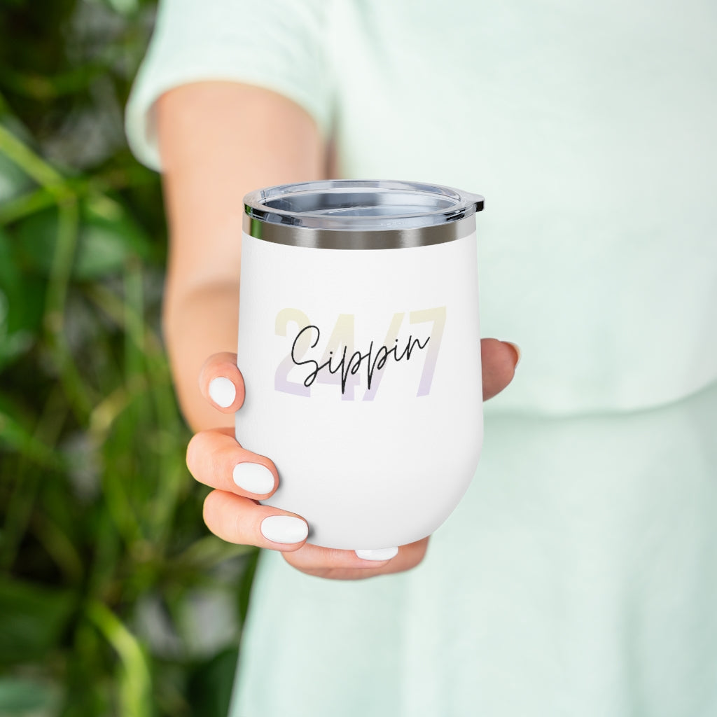 Sippin Insulated Wine Tumbler 12oz for Hot or Cold Liquid