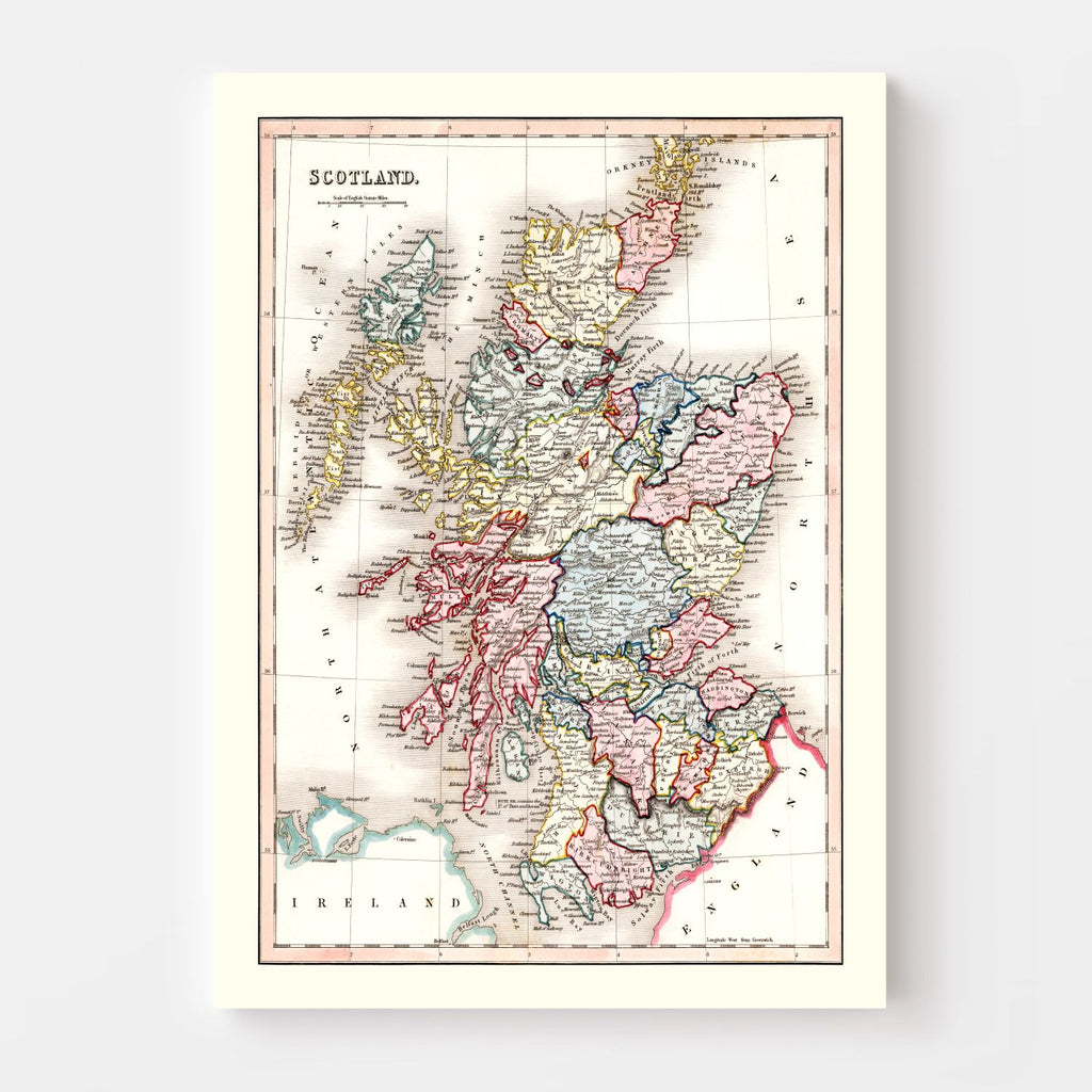 Vintage Map of Scotland 1832