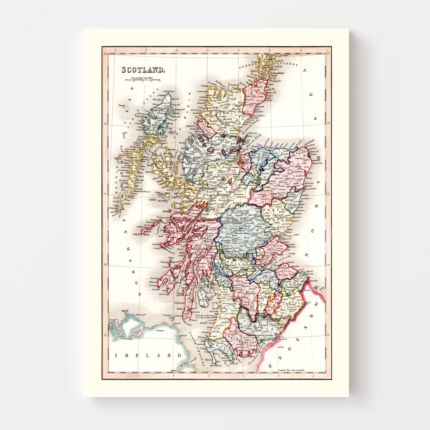 Vintage Map of Scotland 1832
