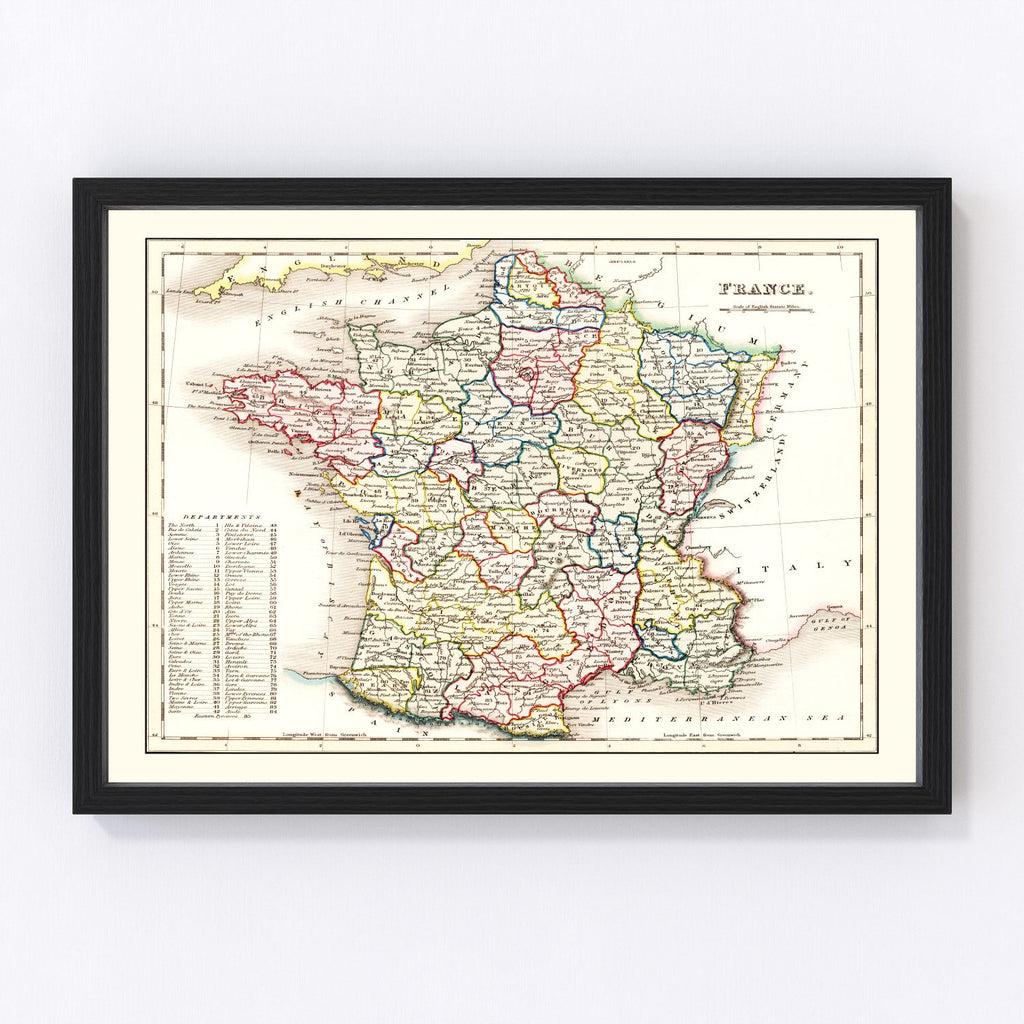 Vintage Map of France 1832