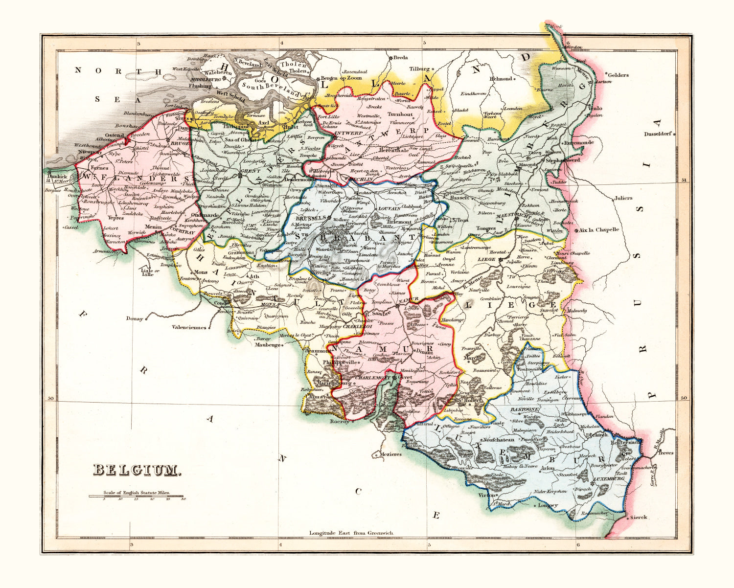 Vintage Map of Belgium 1832