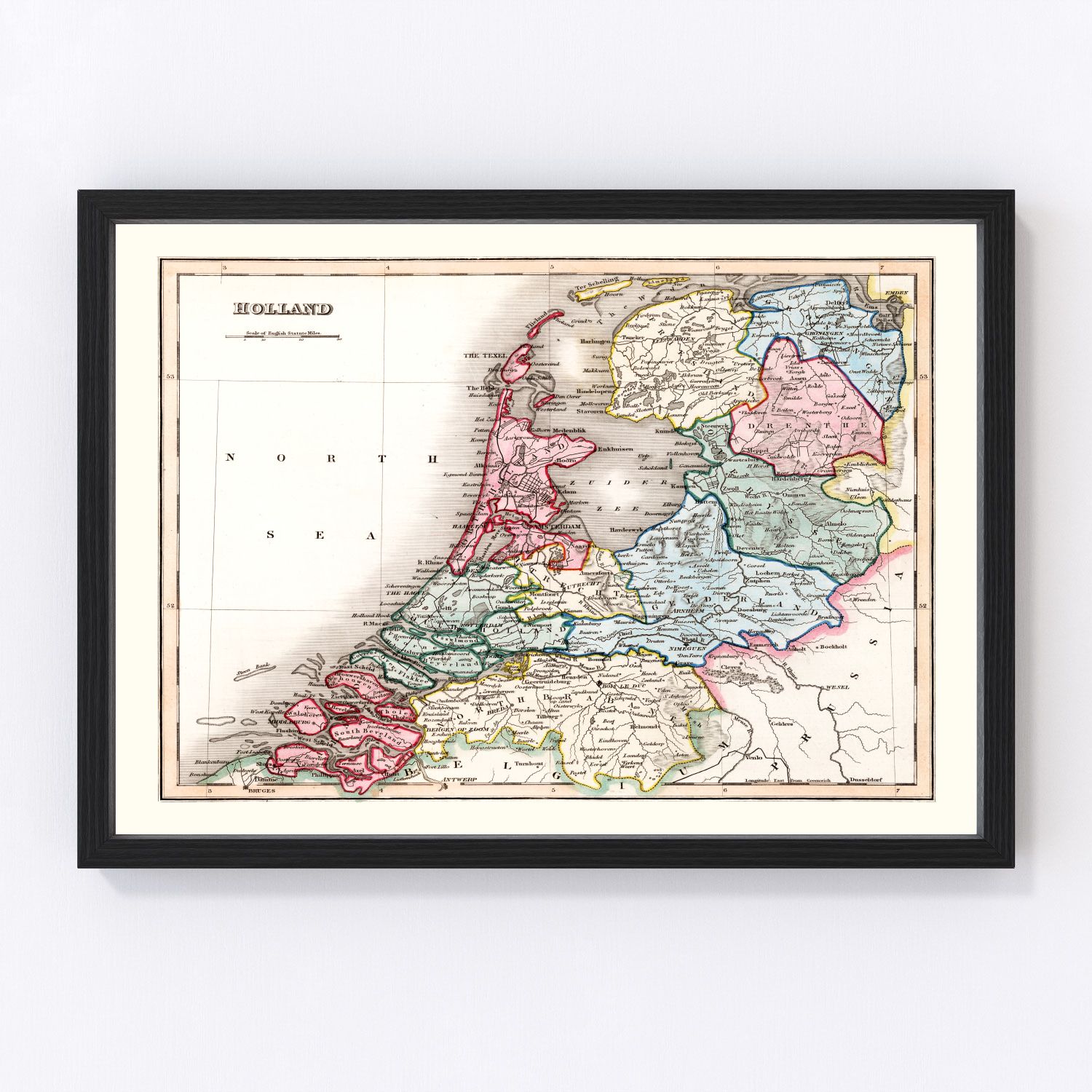 Vintage Map of Holland 1832