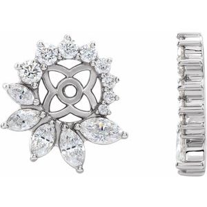 14K White Gold 7/8 CTW Natural Diamond Earring Jackets with 6 mm ID