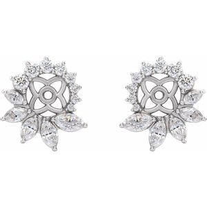 14K White Gold 7/8 CTW Natural Diamond Earring Jackets with 6 mm ID – image 2
