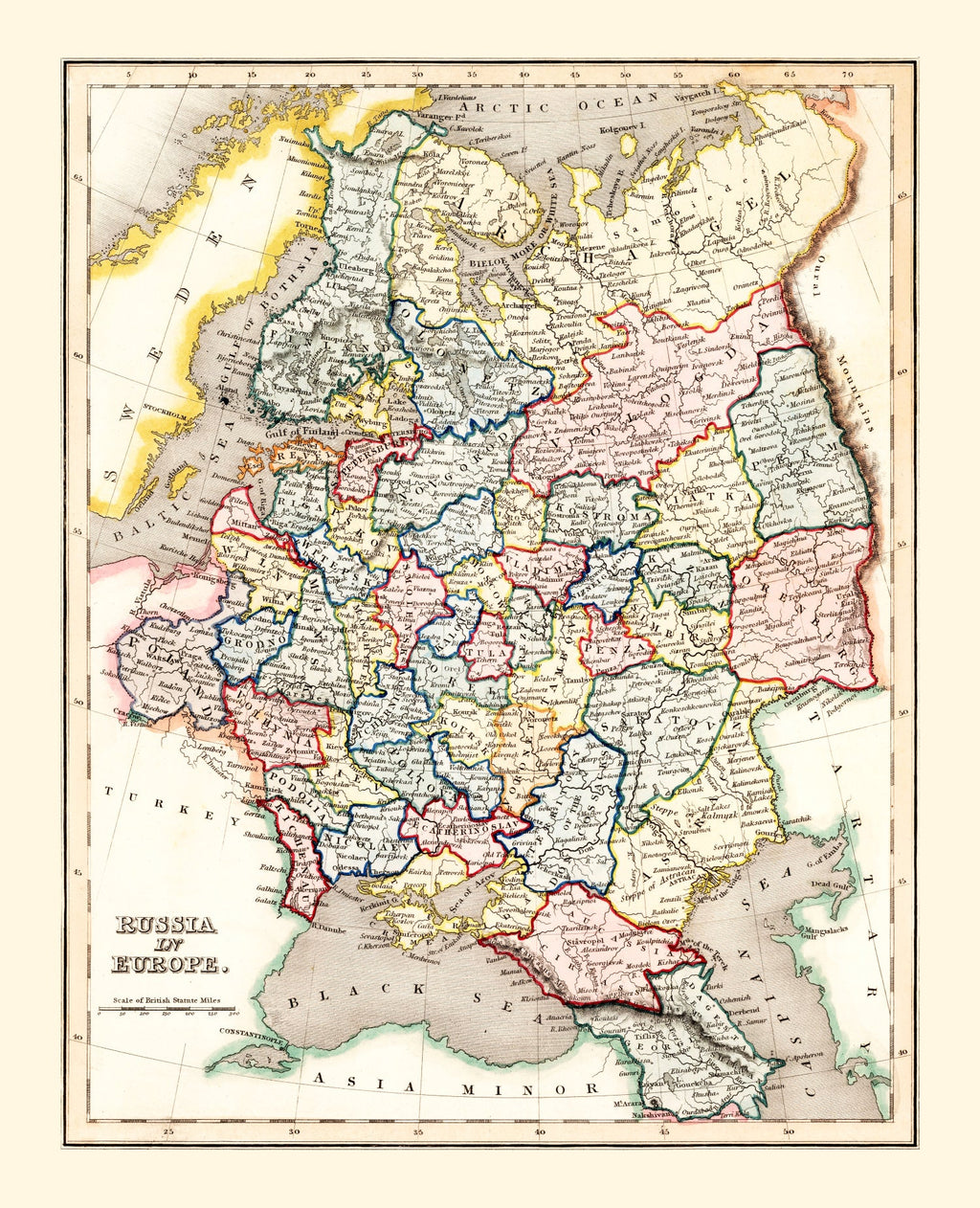 Vintage Map of Russia 1832