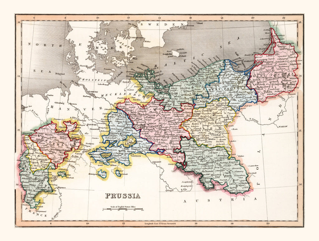 Vintage Map of Prussia 1832