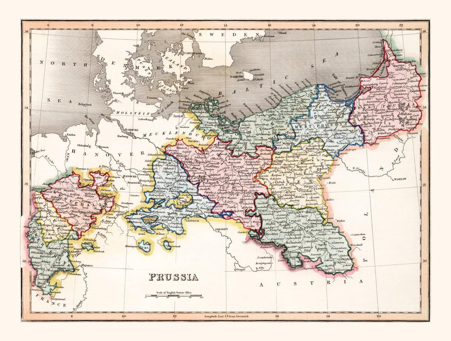 Vintage Map of Prussia 1832