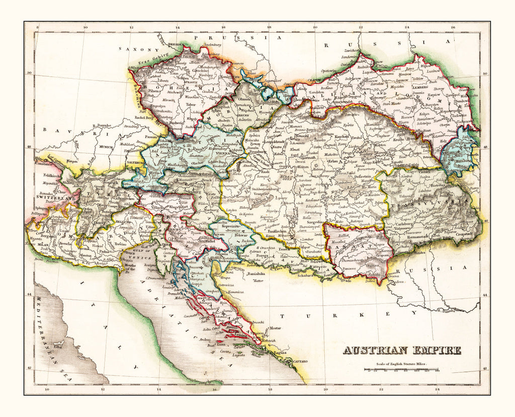 Vintage Map of Austrian Empire 1832