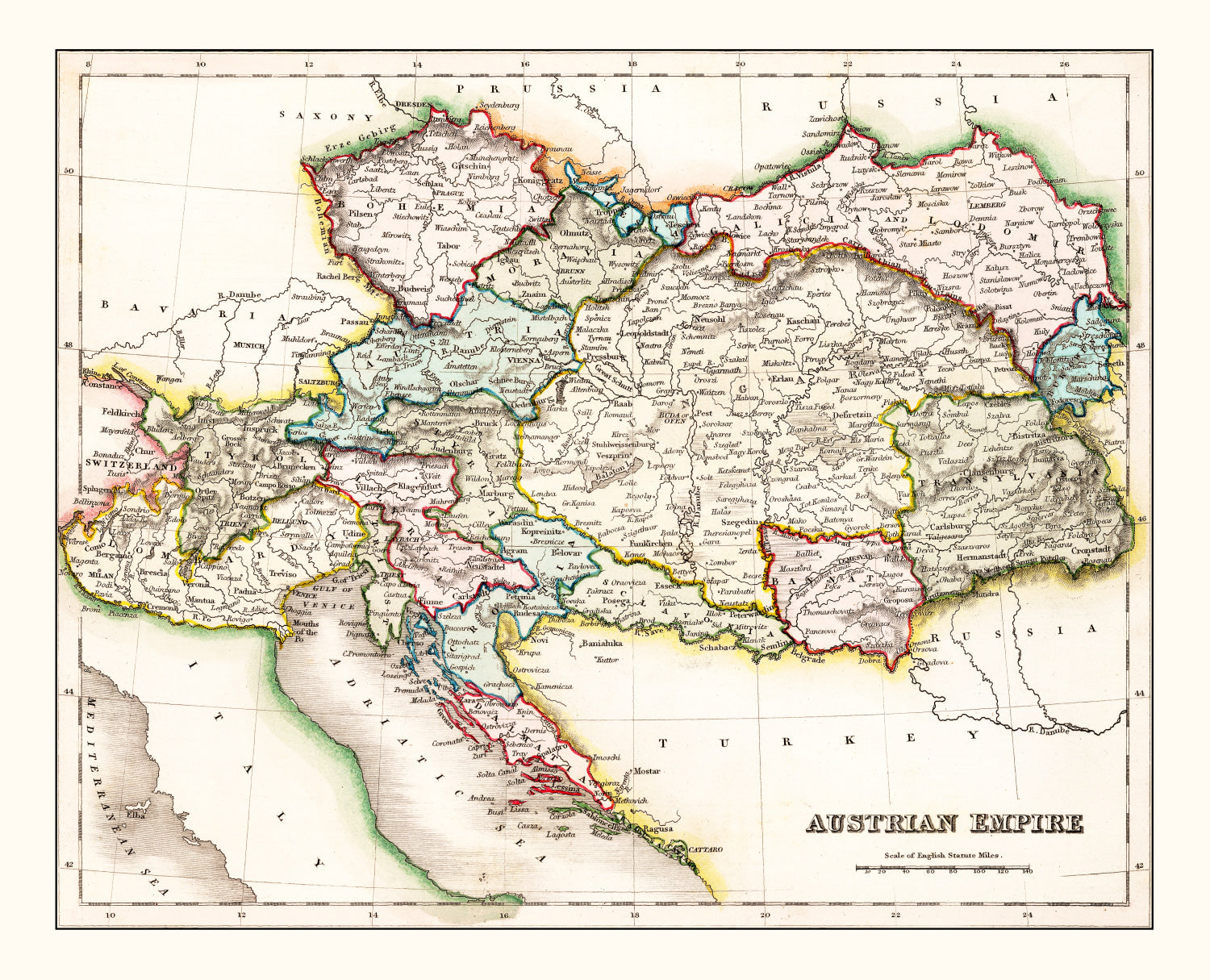 Vintage Map of Austrian Empire 1832