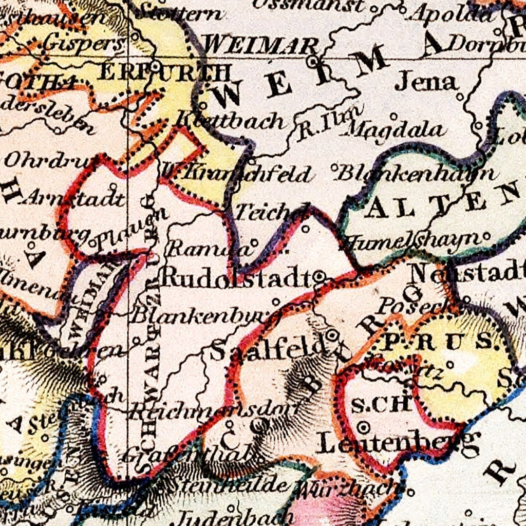 Vintage Map of Central Germany 1832