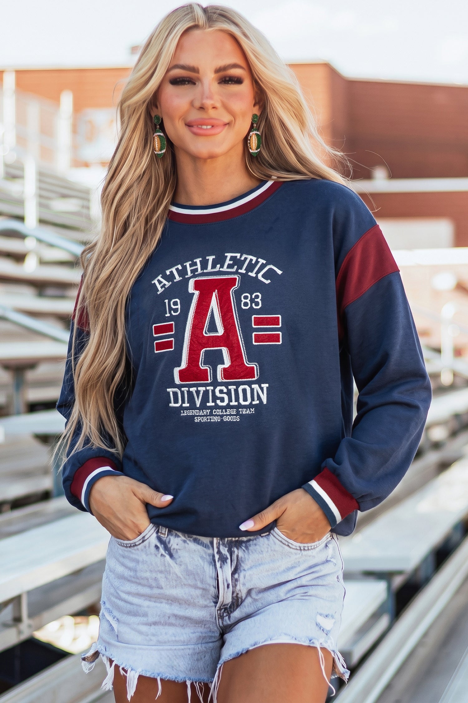 ATHLETIC DIVISION Colorblock Long Sleeve Graphic Sweatshirt