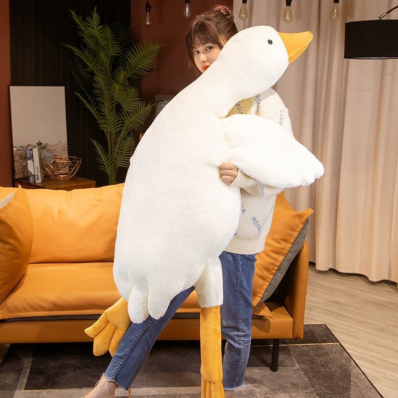 Big White Goose Plush Doll Pillow – Soft Sleeping Toy for Kids & Adults