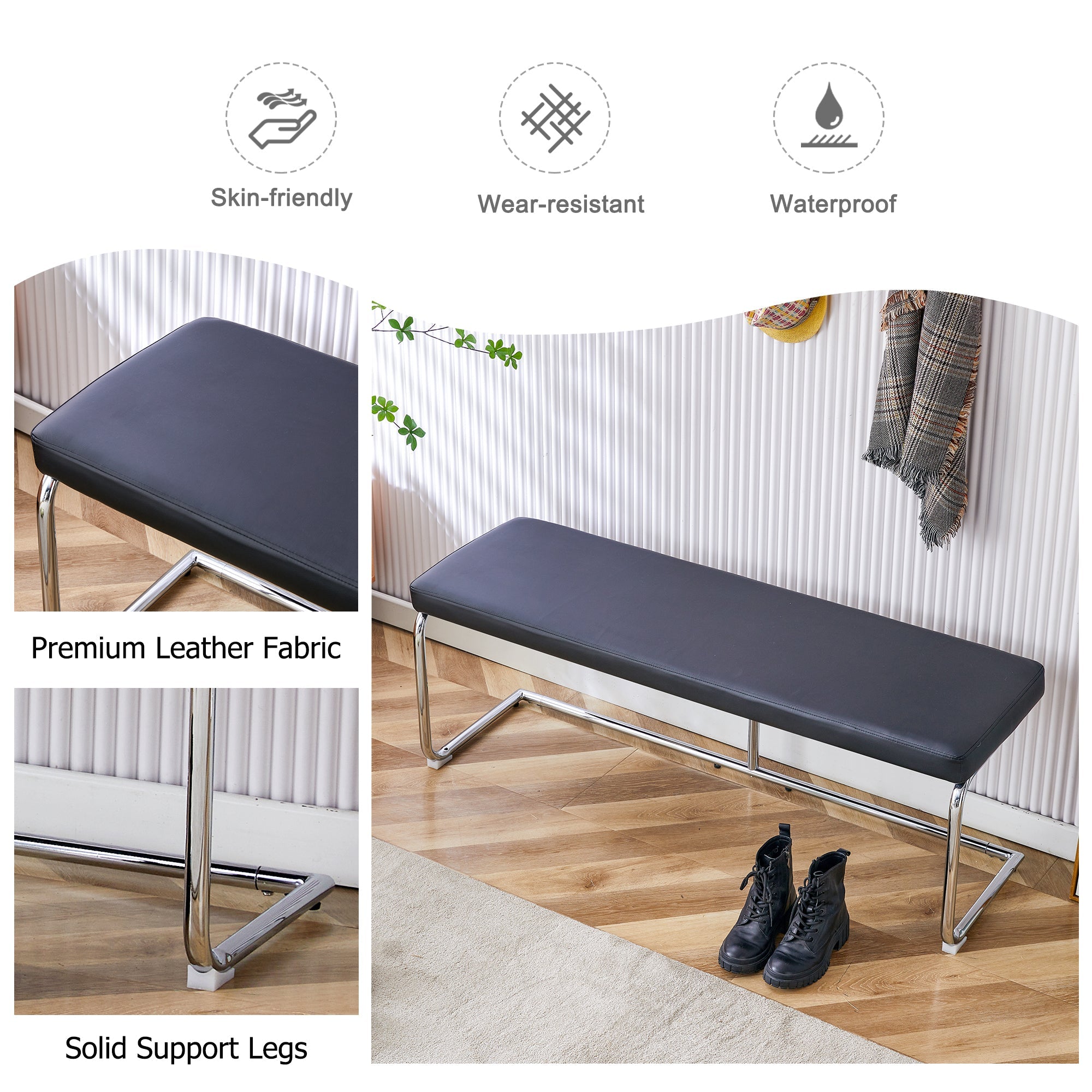 Table and chair set. Luxury Tempered Glass Dining Table Set - 63'x35.4' With 4 Chairs and 1 Bench,A Choice of Subtle Luxury for Modern Homes.Tempered Glass Tabletop,MDF OC Shaped Bracket.W1151S02896