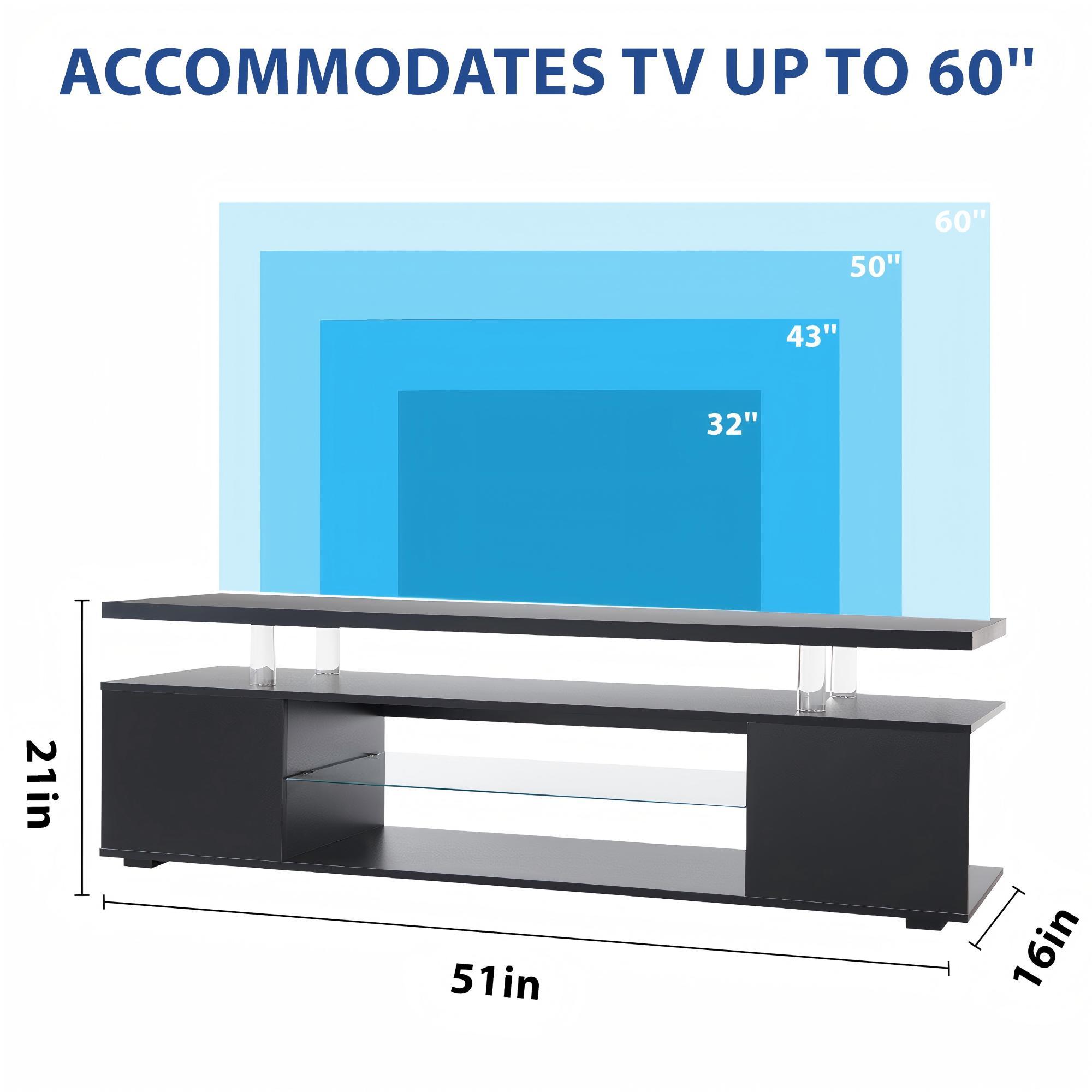 TV Stand for 60 Inch TV LED Gaming Entertainment Center Media Storage Console Table with Large Side Cabinet for Living Room( Black)