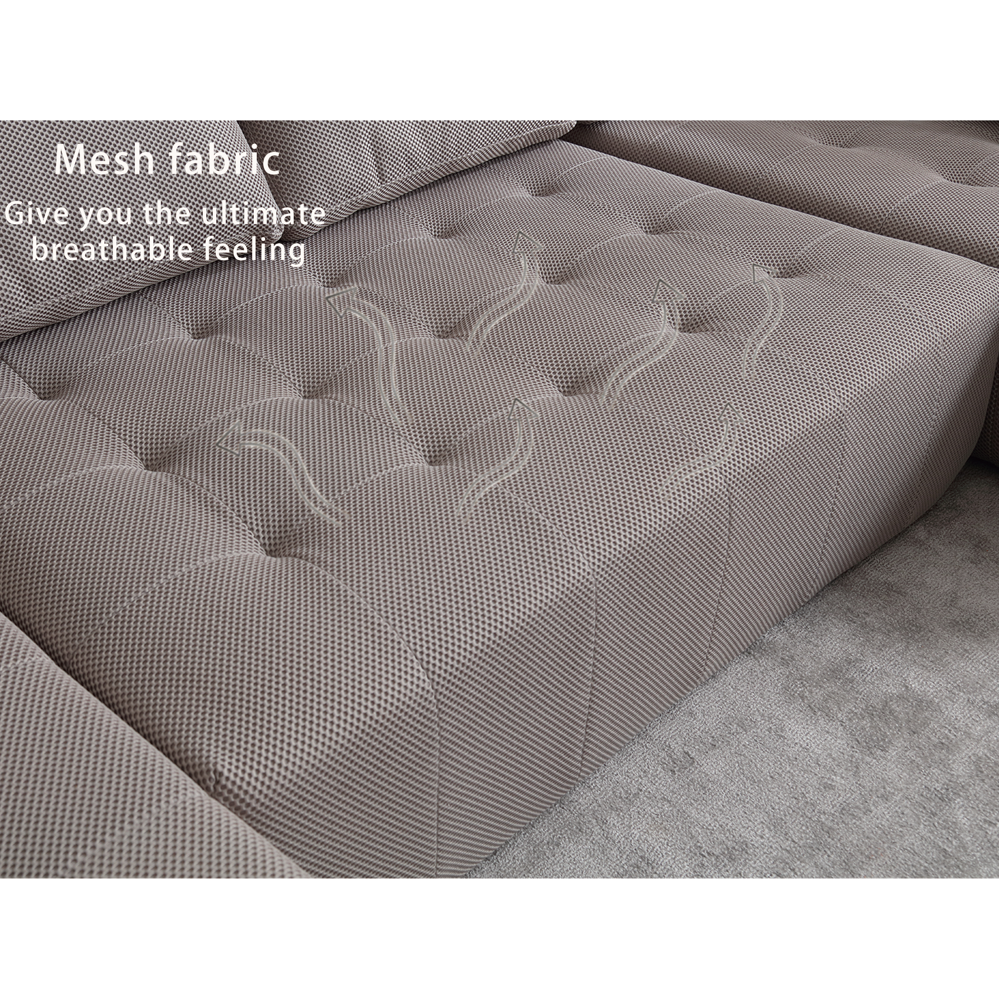 [NEW ARRIVED] [VIDEO PROVIDED]138.5 'Modular Combination Sofa, U-shaped Sofa, Living Room, Apartment, Upholstered ,6-seat Sofa, Free Combination Sofa (Mesh Fabric), Breathable Fabric, Gray