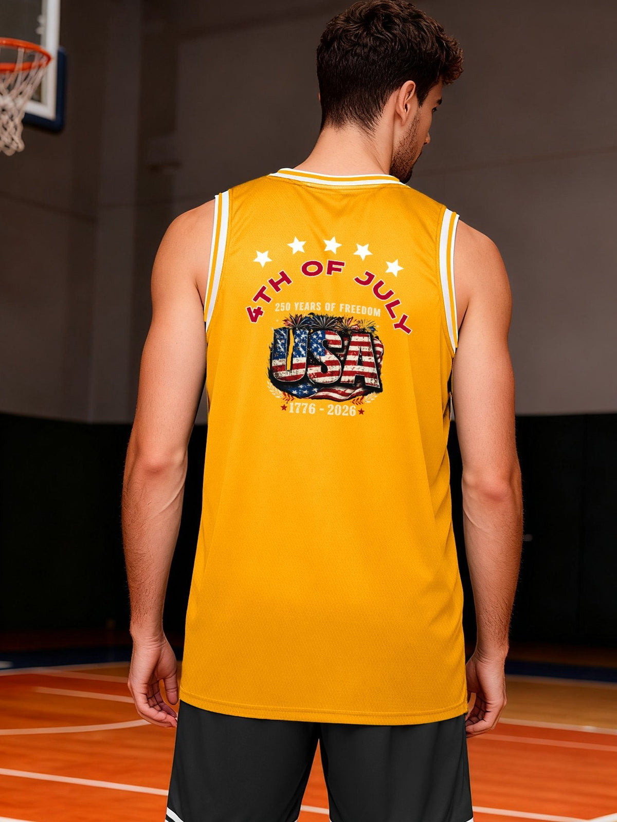 4th of July Adult Yellow Basketball Uniform| Ships From USA
