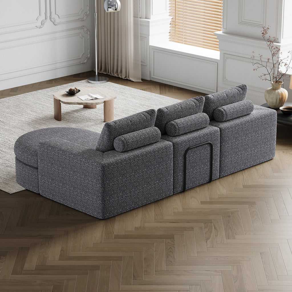 99-Inch Chenille Cloud Curved Sectional Sofa with Chaise, L-Shaped Modern Boneless Couch with Deep Seats, Chenille Sectional Sofa for Living Room and Bedroom, No Assembly Required