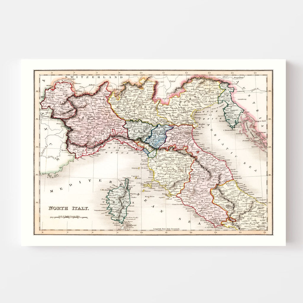Vintage Map of North Italy 1832