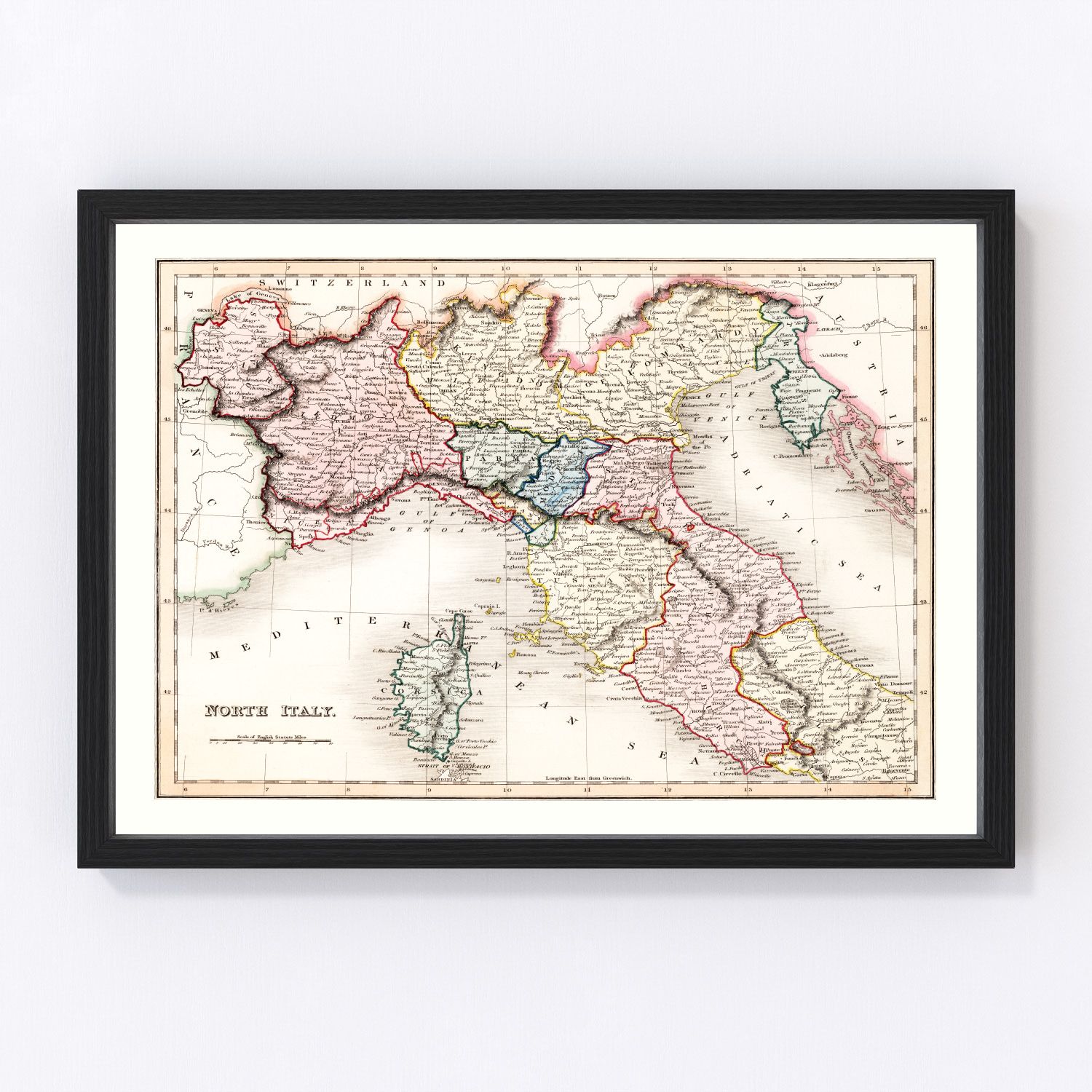 Vintage Map of North Italy 1832