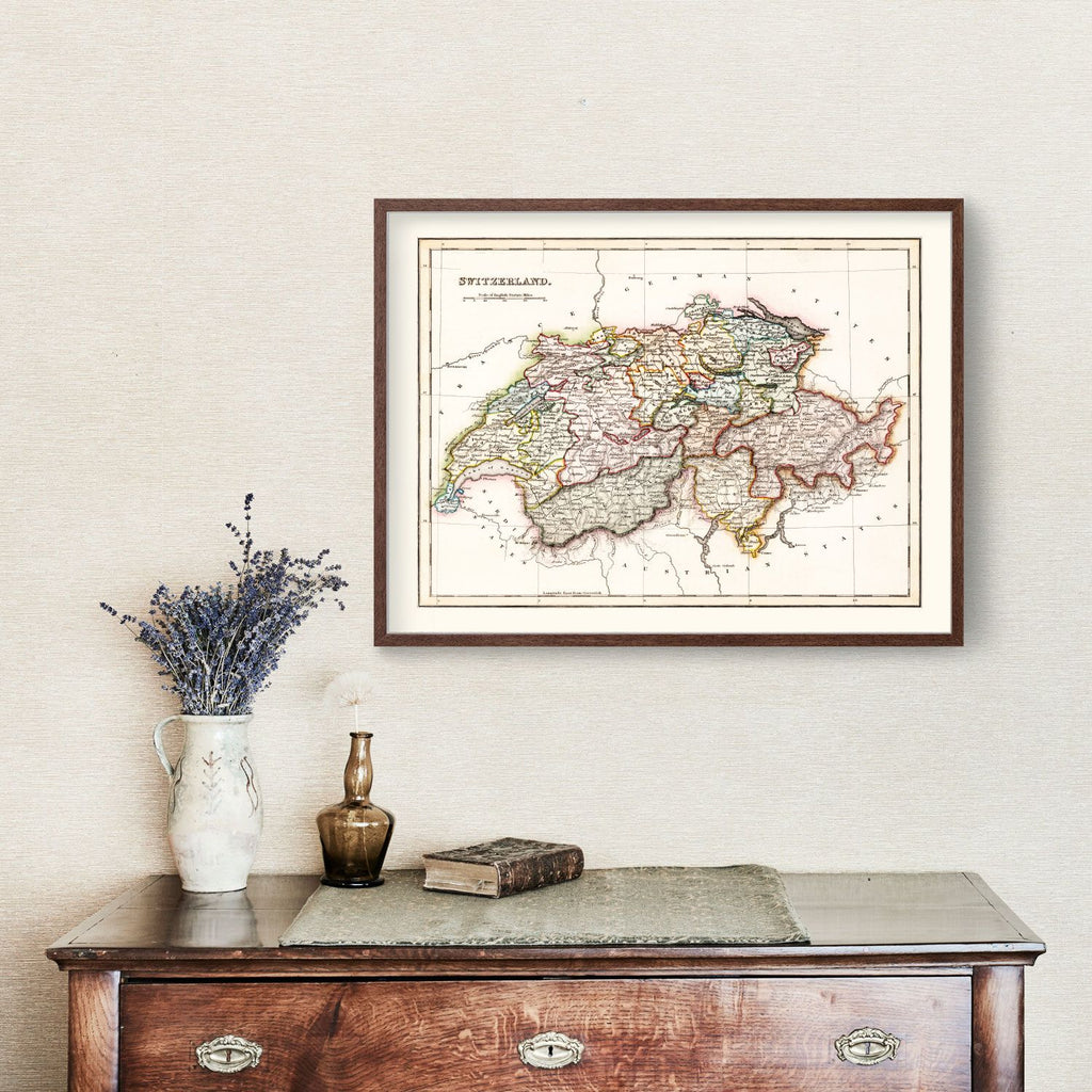 Vintage Map of Switzerland 1832