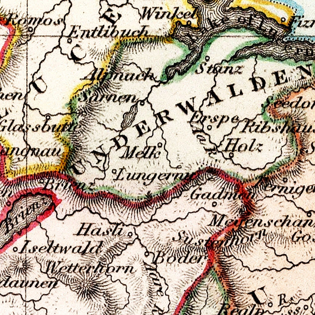 Vintage Map of Switzerland 1832