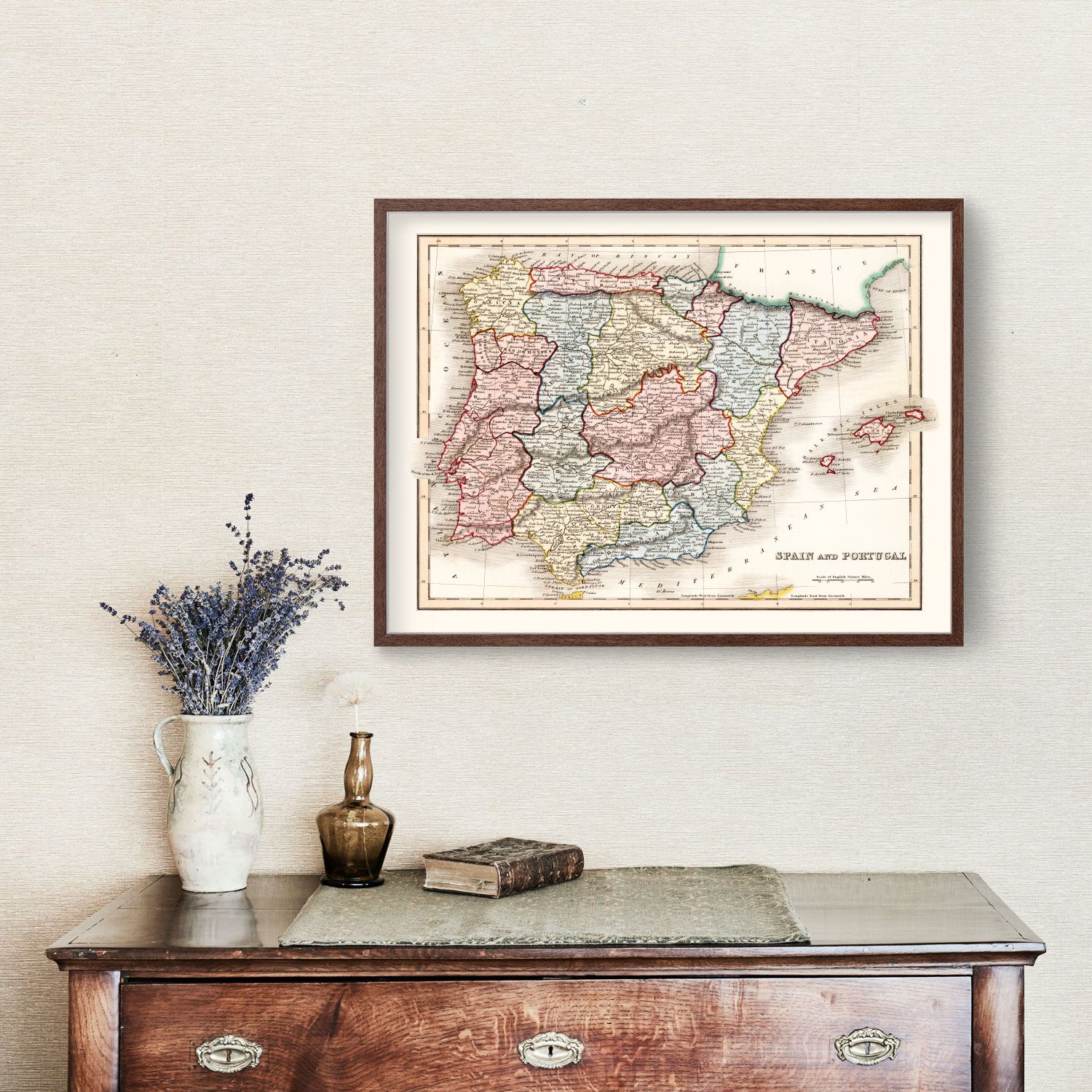 Vintage Map of Spain & Portugal 1832