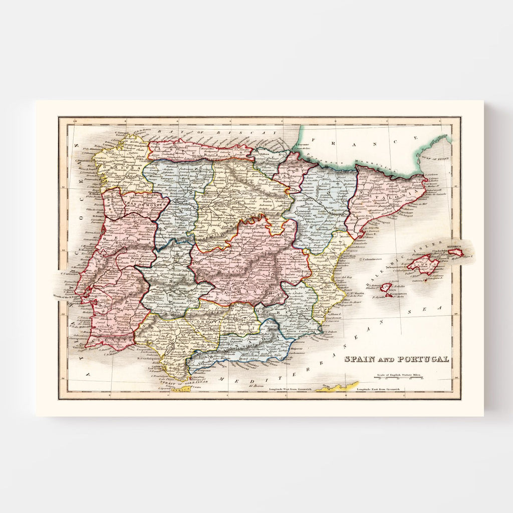 Vintage Map of Spain & Portugal 1832