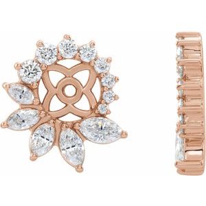 14K Rose Gold 7/8 CTW Natural Diamond Earring Jackets with 6 mm ID