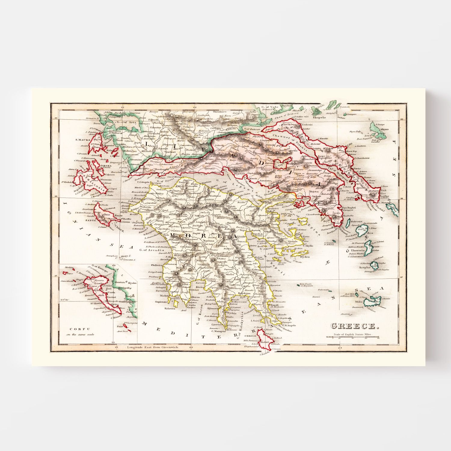 Vintage Map of Greece 1832