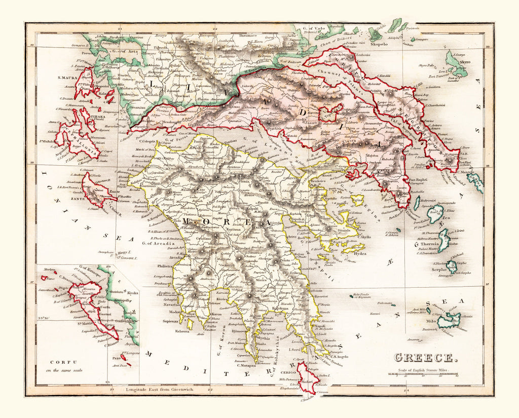 Vintage Map of Greece 1832