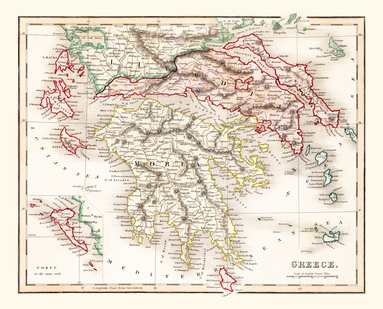 Vintage Map of Greece 1832