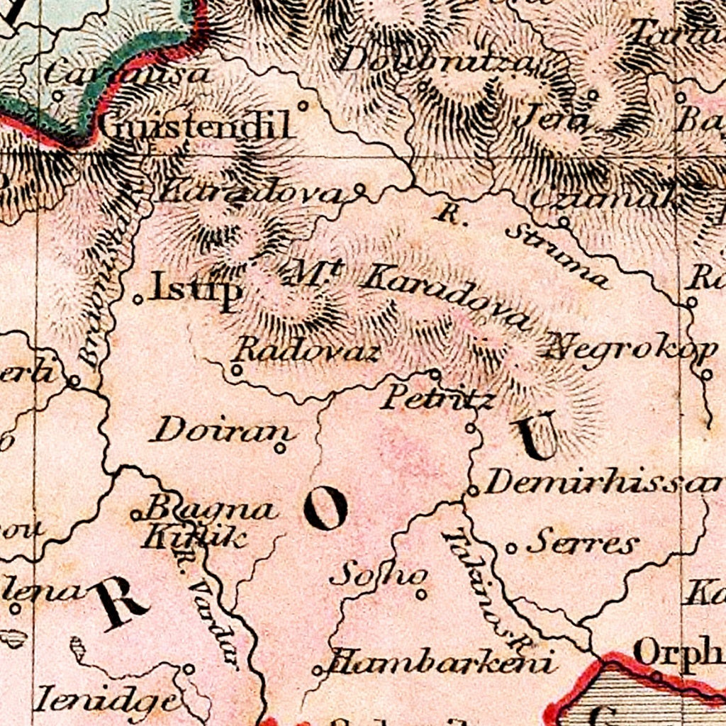 Vintage Map of Turkey in Europe 1832