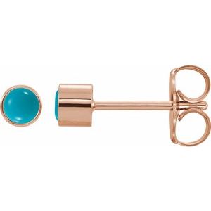 14K Rose Gold Natural Turquoise Bezel-Set Earring