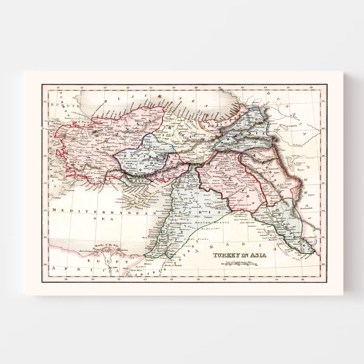 Vintage Map of Turkey in Asia 1832