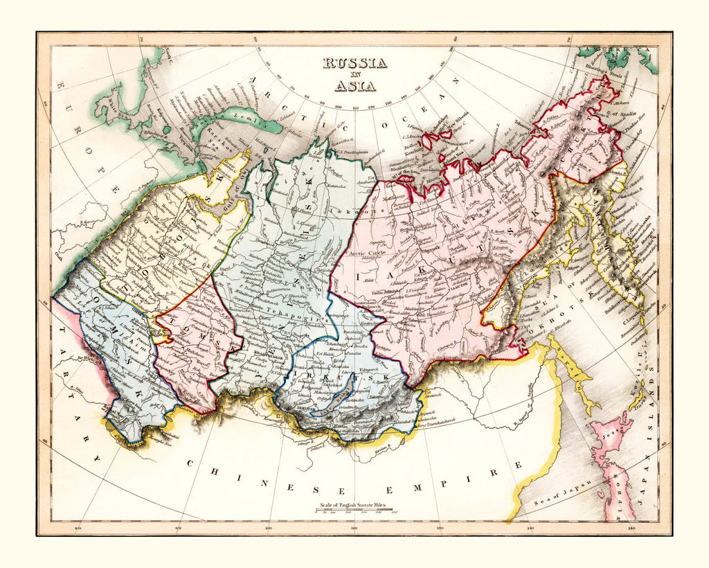Vintage Map of Russia in Asia 1832