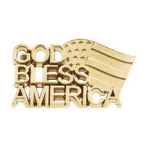 10K Yellow Gold God Bless America Lapel Pin