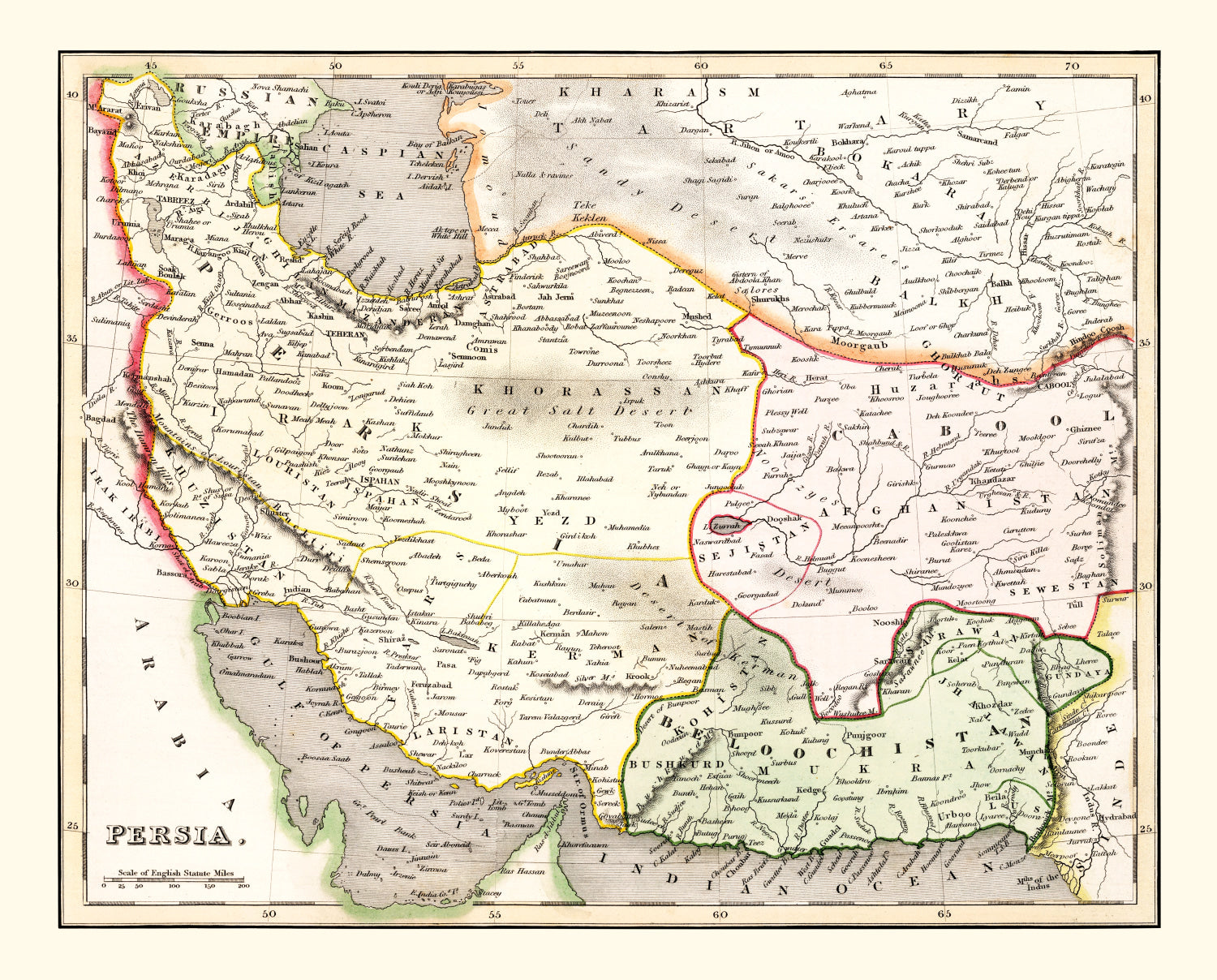 Vintage Map of Persia 1832