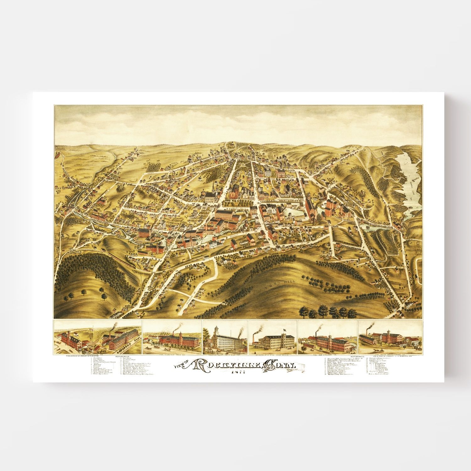 Vintage Map of Rockville, Connecticut 1877