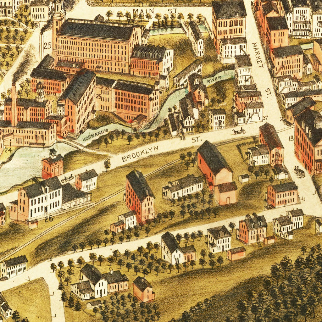 Vintage Map of Rockville, Connecticut 1877