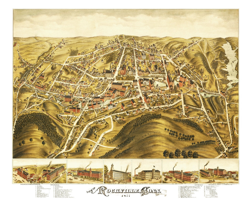 Vintage Map of Rockville, Connecticut 1877