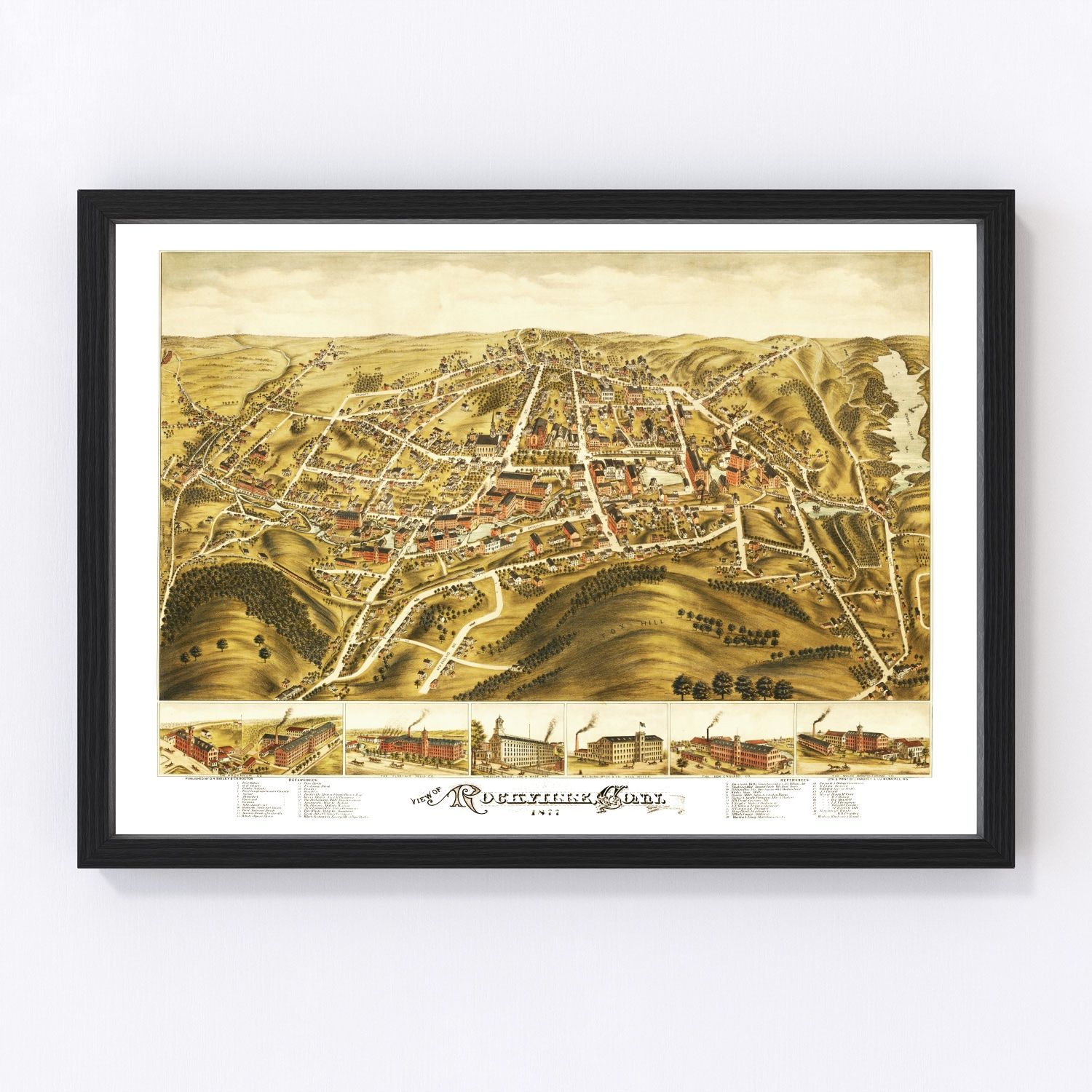 Vintage Map of Rockville, Connecticut 1877