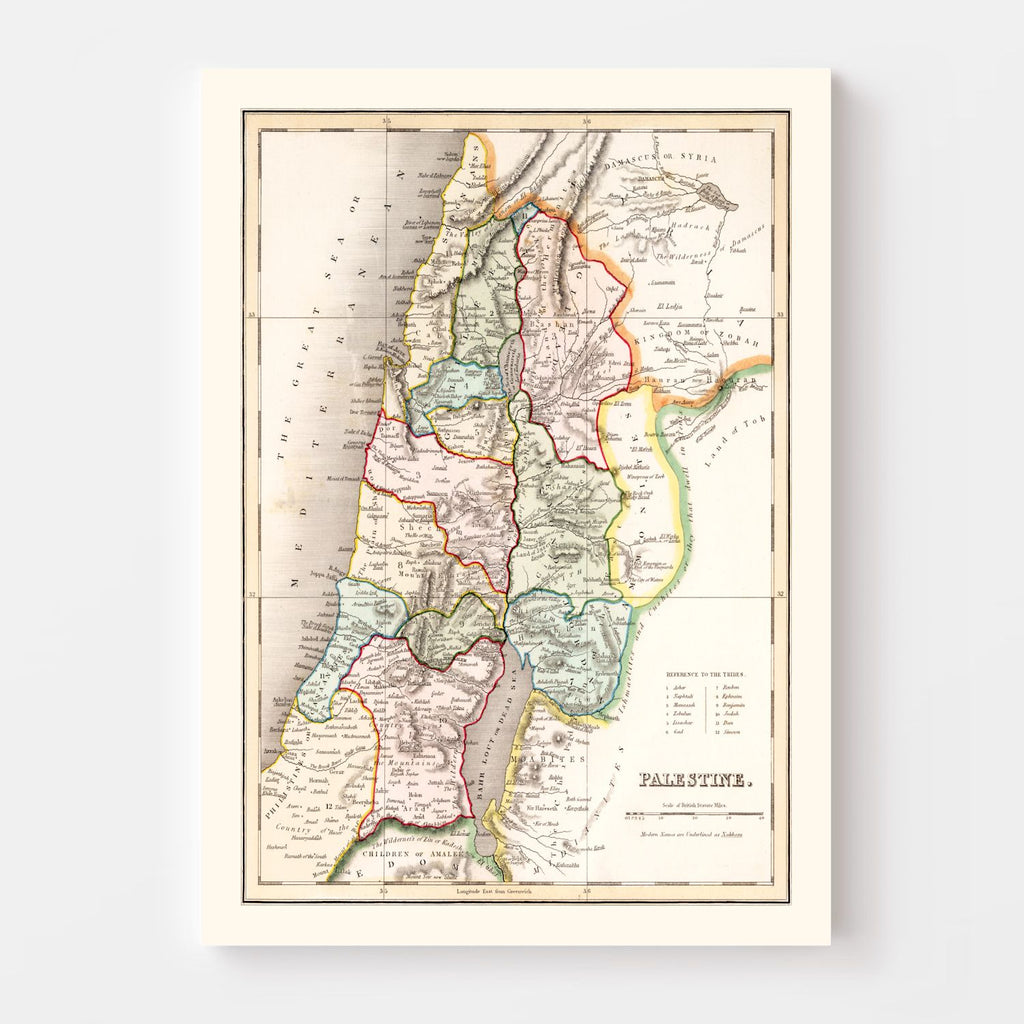 Vintage Map of Palestine 1832