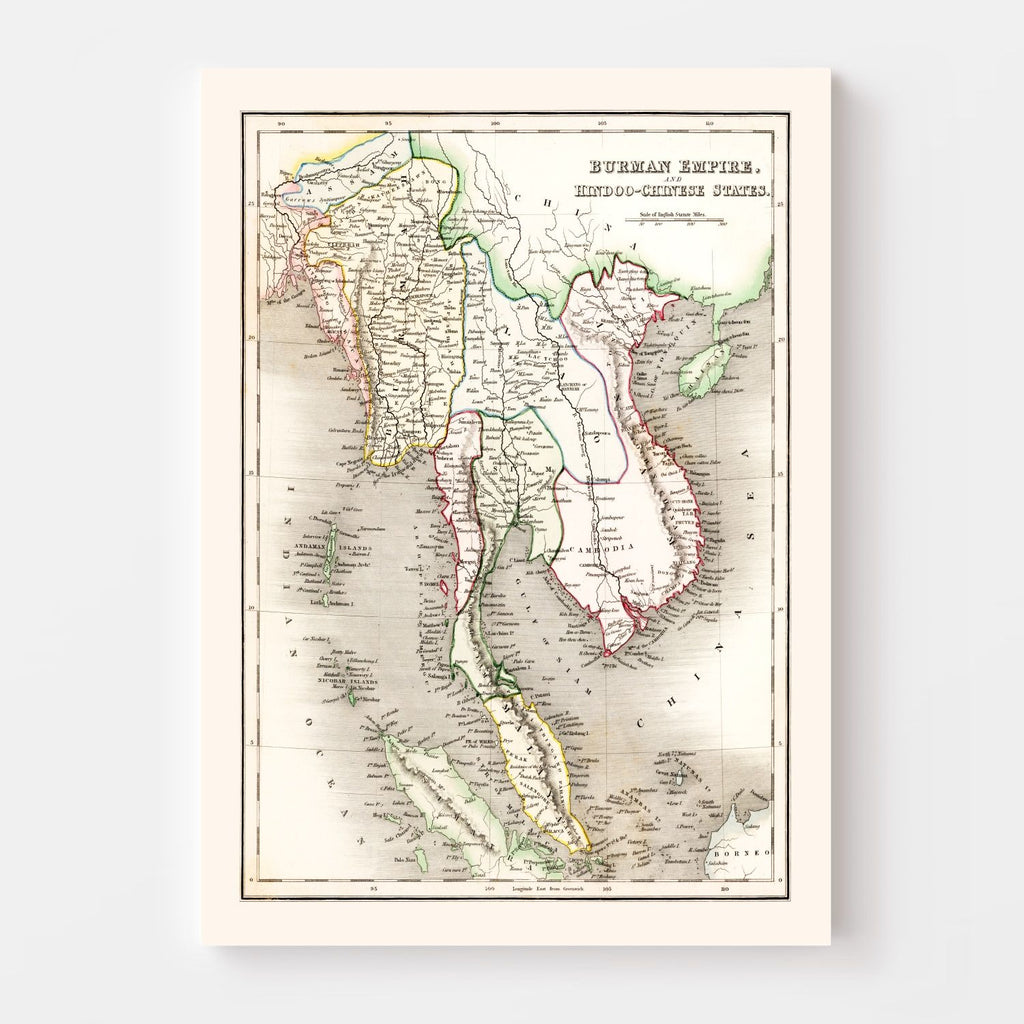 Vintage Map of Burman Empire 1832