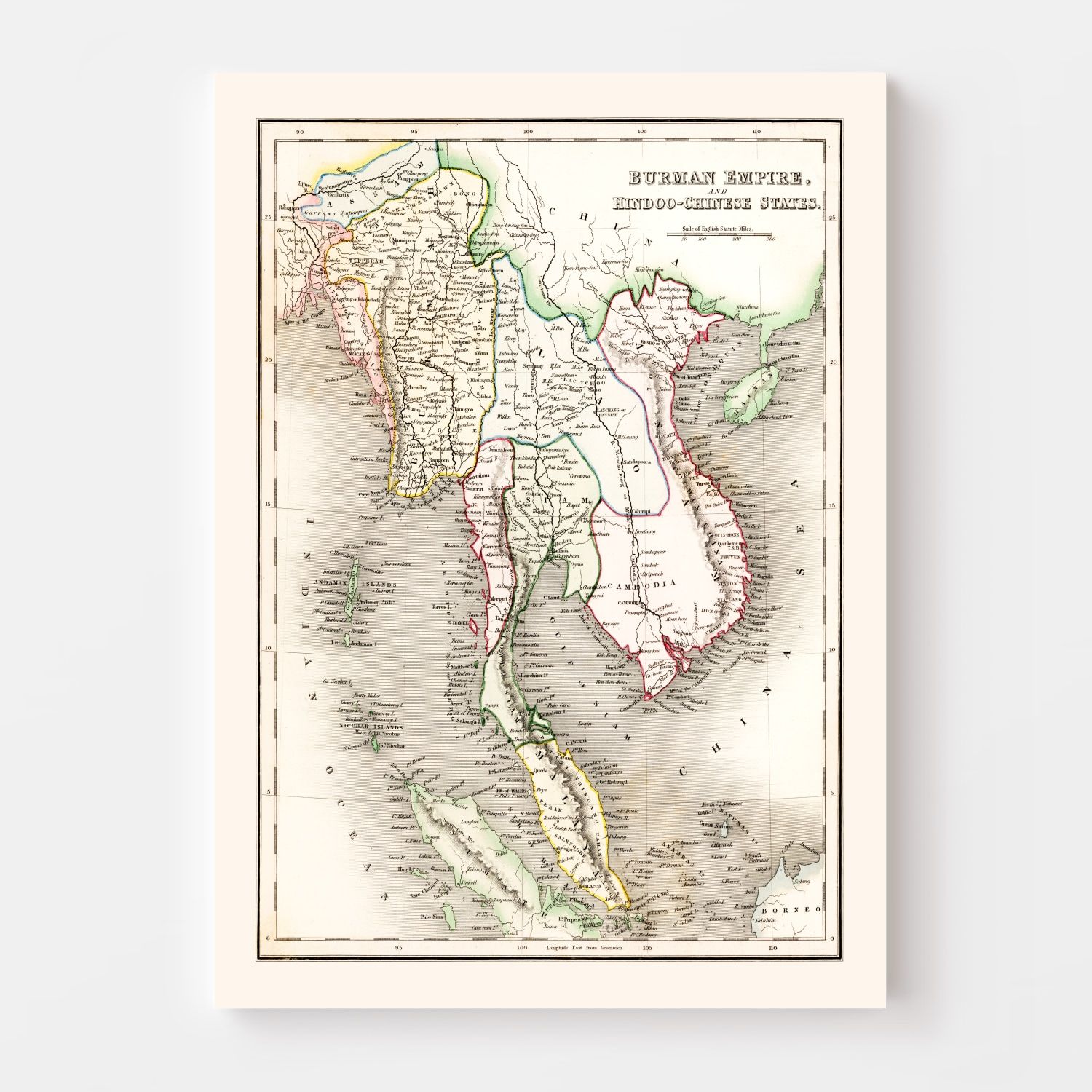 Vintage Map of Burman Empire 1832