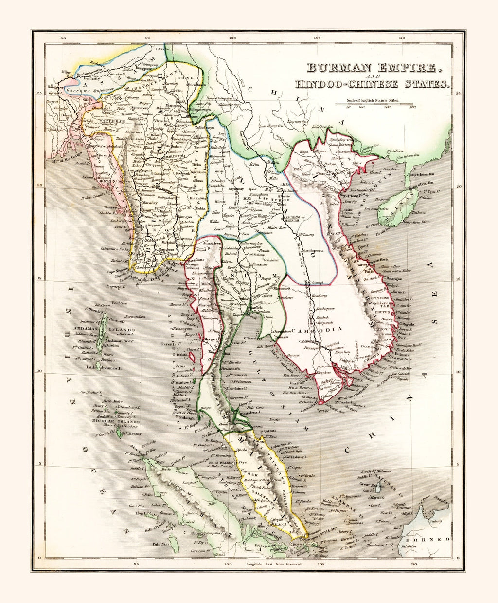 Vintage Map of Burman Empire 1832